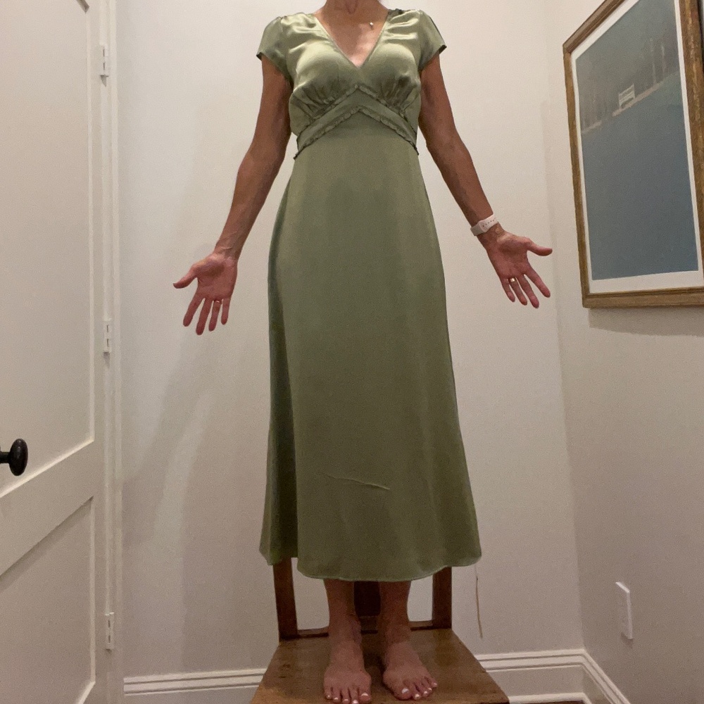 Reformation Green Silk Midi Dress